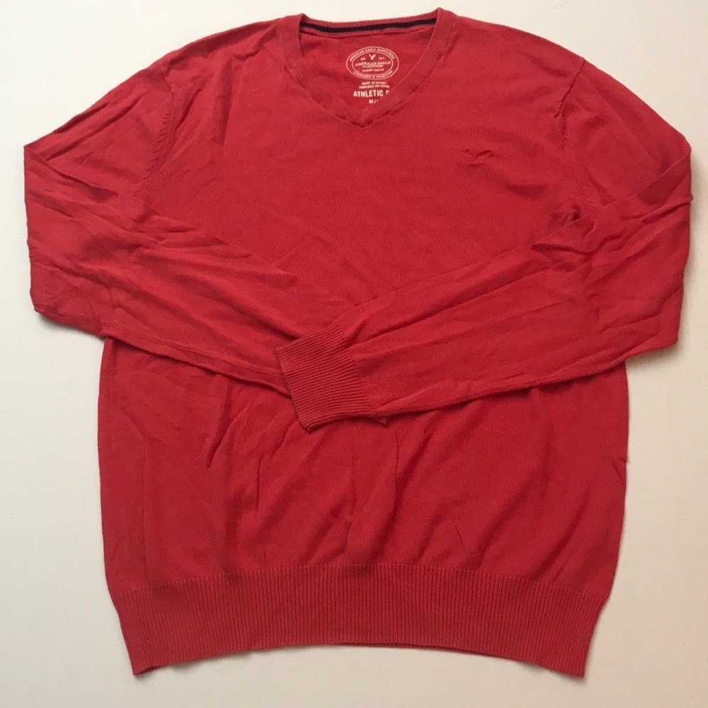 Men's American Eagle Size Medium Sweater Pullover 100% Cotton Red